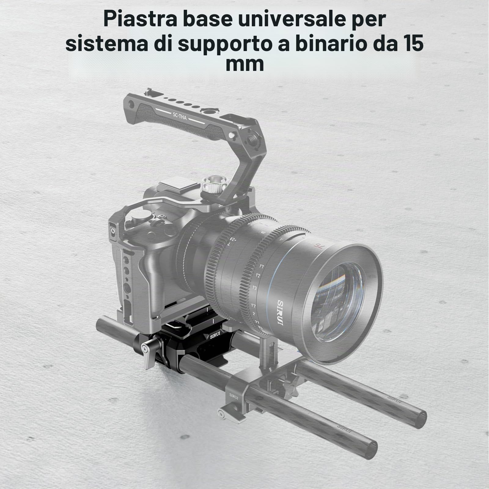 SIRUI Video di Supporto per Guida da 15mm con Piastra a Sgancio Rapido Tipo Arca, Piastra Base per Fotocamera con Doppi Morsetti per Treppiede, Attrezzatura per Spalla, Follow Focus, AM-QA-LR