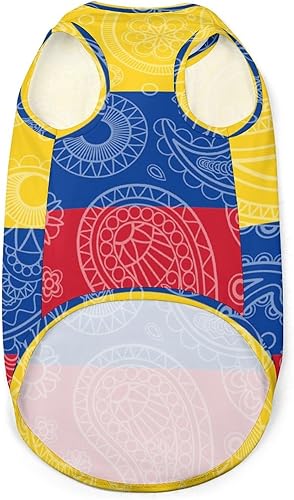 Miniatura 2 de Camiseta suave sin mangas con bandera colombiana de cachemira para mascotas, para cachorros, gatitos y gatos, talla S