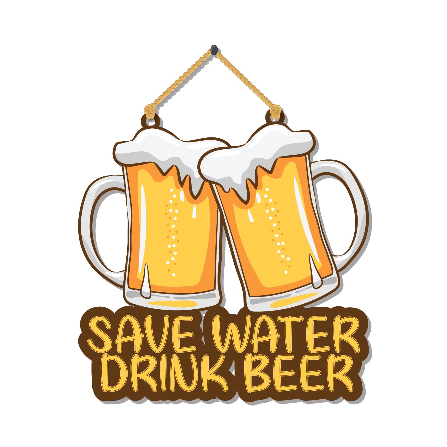 Bhai Please Save Water Drink Beer Wooden Wall Decor | Hanging | Wall Art | Wooden Hanger for Living Room | Bedroom | Office – For Home Decor, Gift