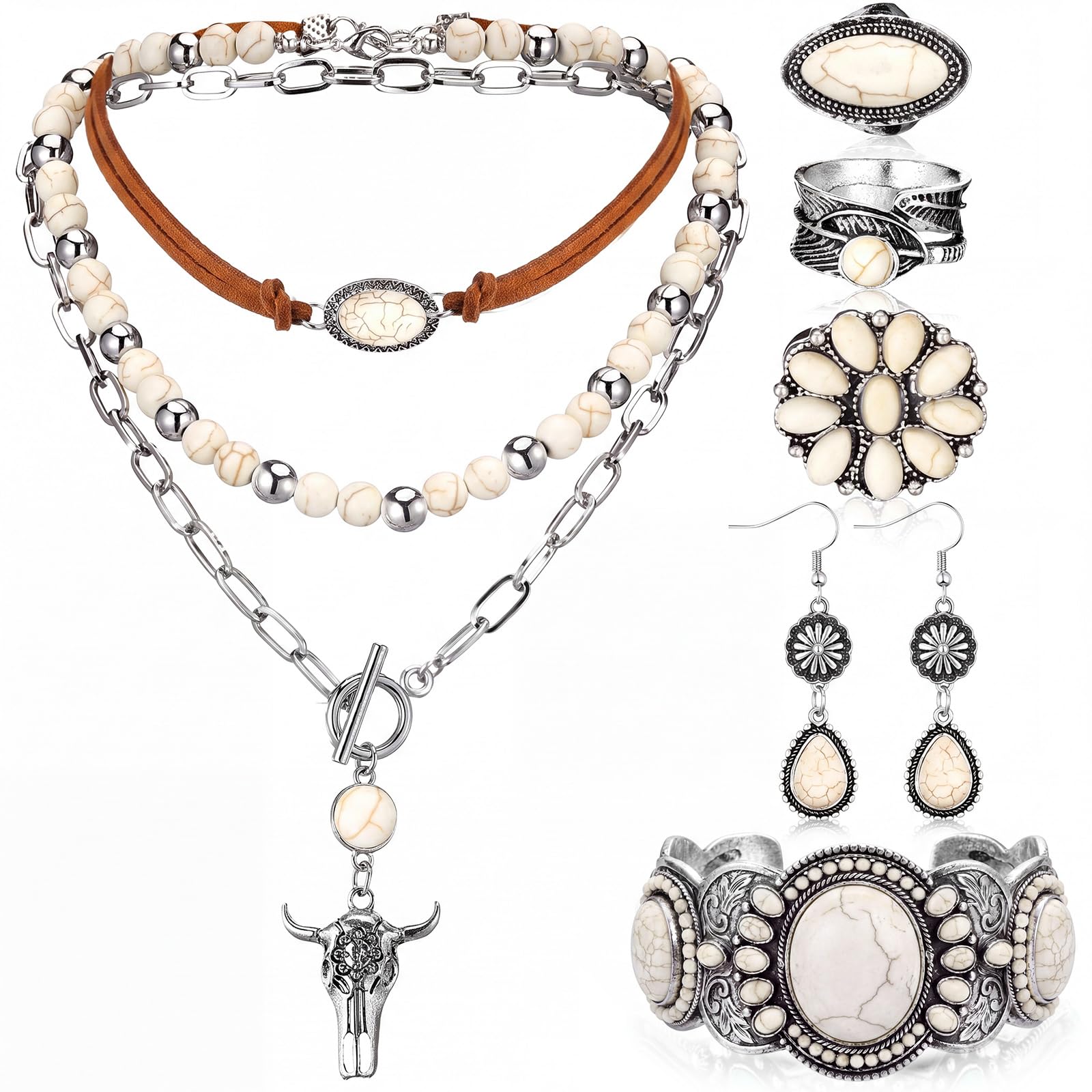 Ecally Western Turquoise Jewelry Set for Women