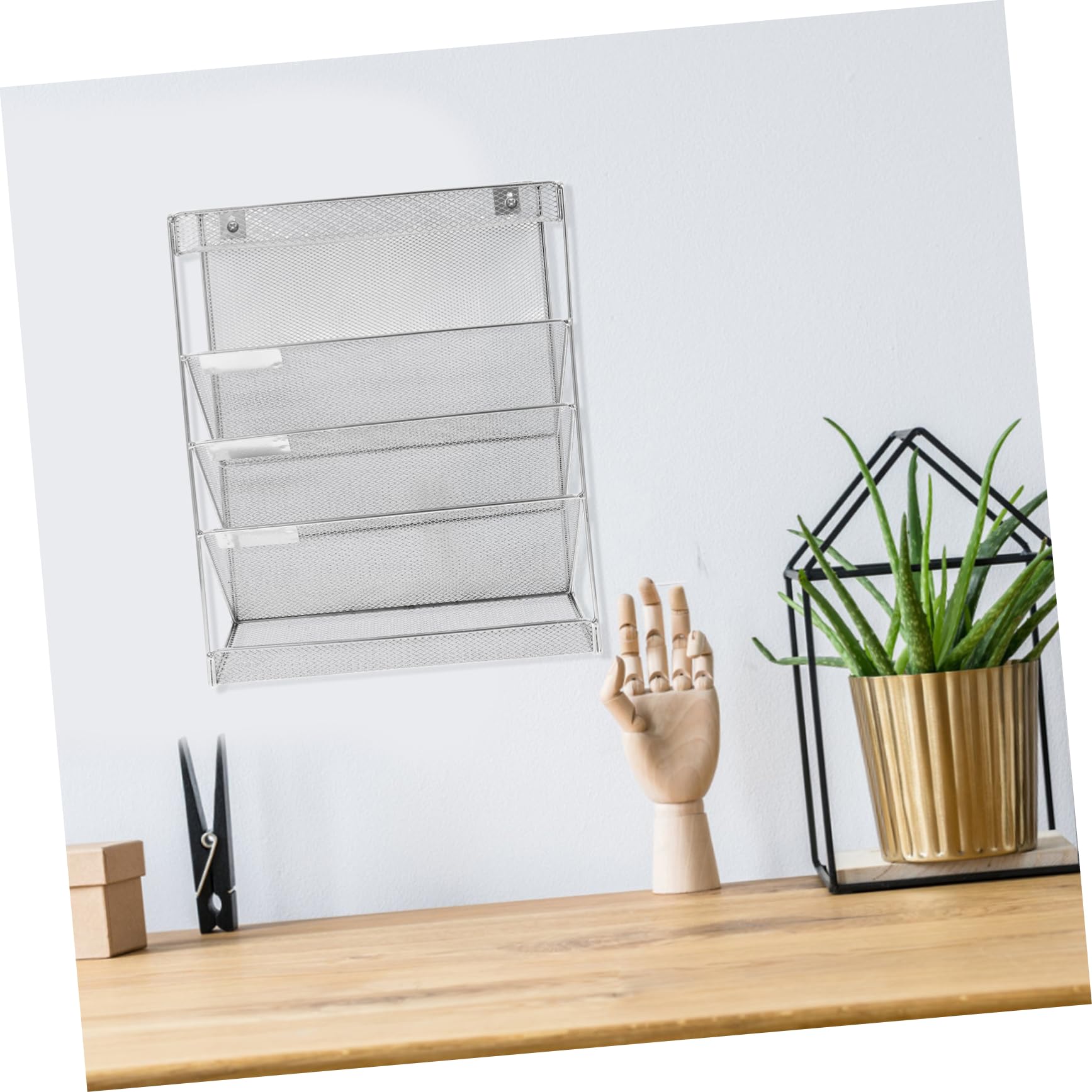 1 Satz Silberner Eisen Wandorganizer für Büro, Hängend