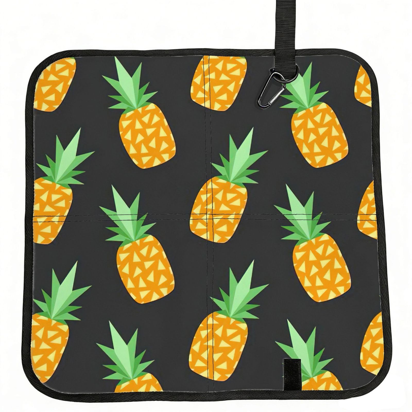 eeprty Pineapple Printed Portable Seat Cushion Strap, Foldable Pad for Stadium Bleachers Hiking Travel