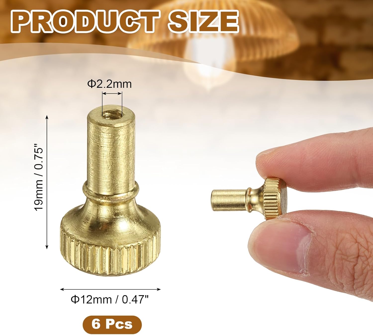 uxcell 6Pcs Lamp Switch Knob, Turn On/Off Light Switch Knob Replacement, Twist Switch Knobs for Universal Light Socket, DIY Project, Table, Floor Lamp Repair Kit, Brass