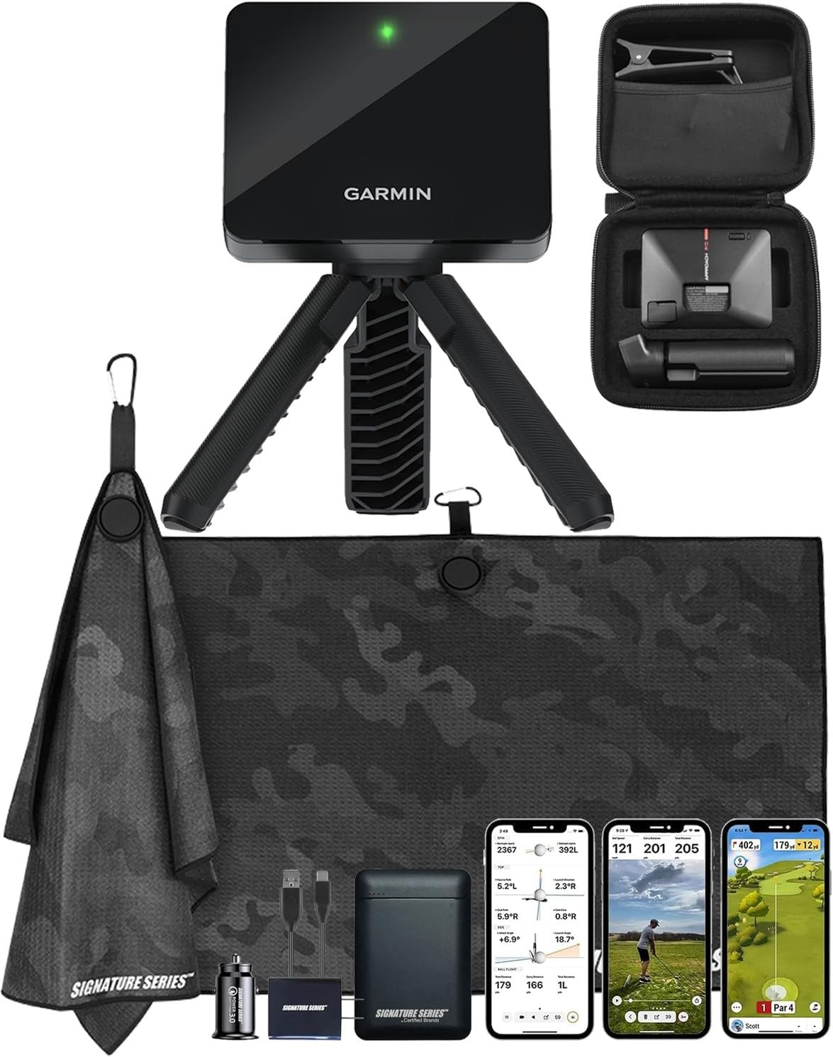 Garmin Approach R10, Portable Golf Launch Monitor, Take Your Game Home, Indoors or to The Driving Range, Up to 10 Hours Battery Life with Signature Series Power Bundle