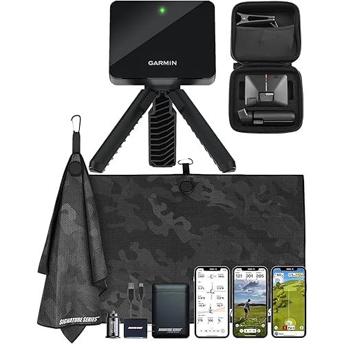 Garmin Approach R10 Portable Golf Launch Monitor | Take Your Game Home or Practice at The Driving Range | Track Metrics, Record Video or Play 43,000+ Courses with Signature Series Power Bundle