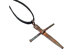 Copper Cross Necklace for Men - Vintage Leather Chain Necklace
