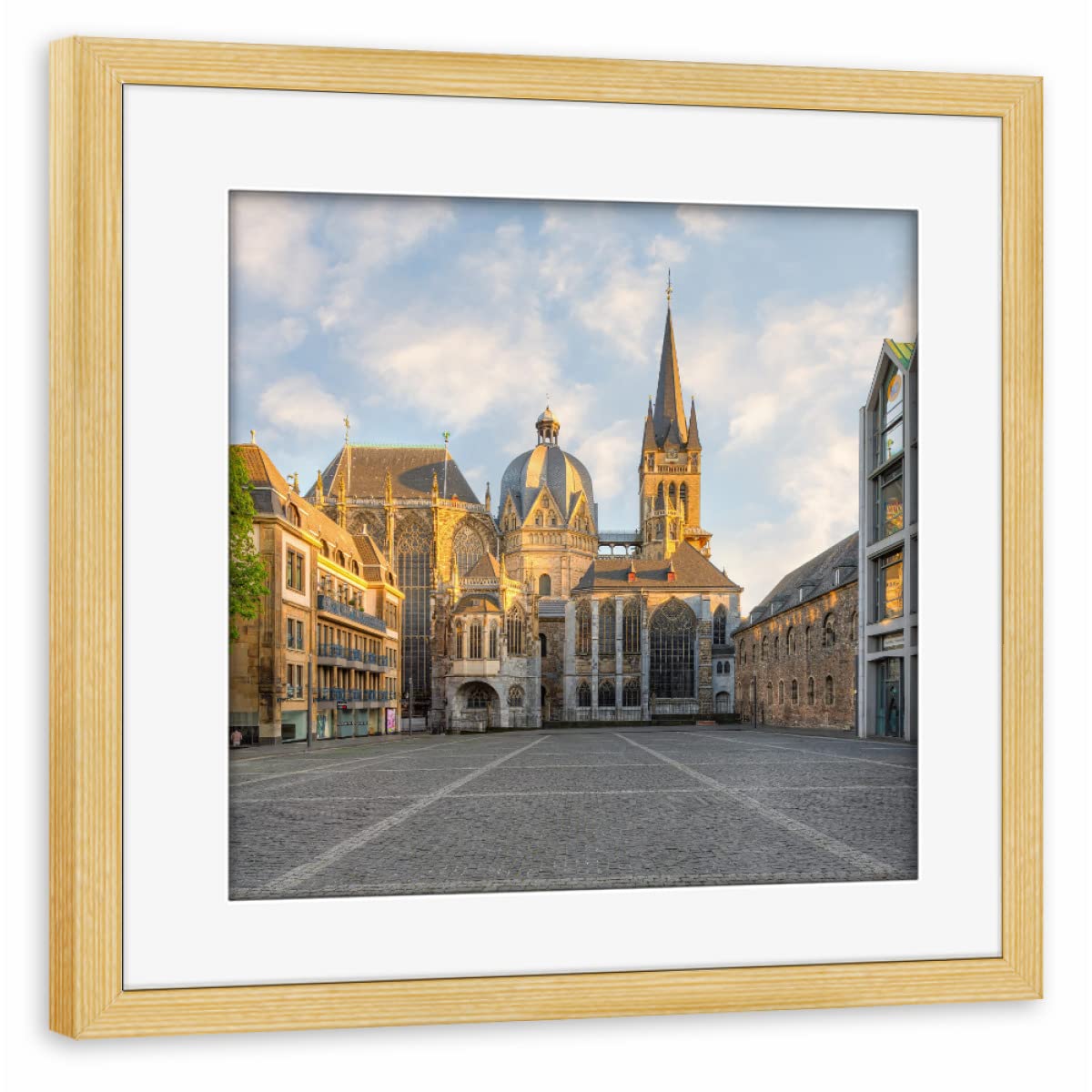 artboxONE Poster mit Rahmen Kiefer 40x40 cm Aachener Dom von Michael Valjak - gerahmtes Poster