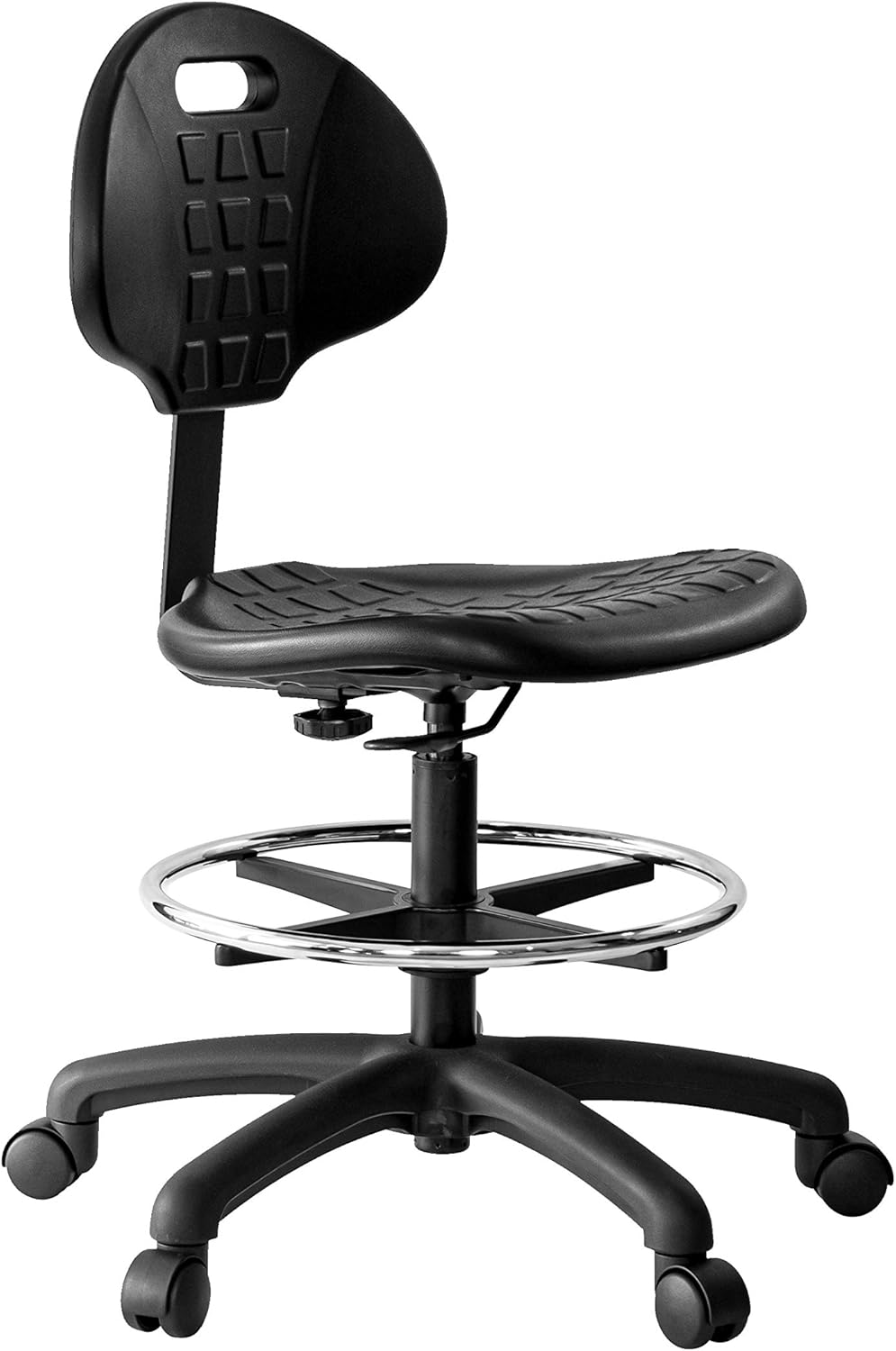Chair Master (Medium Bench Stool, Standard Casters Easy to Clean! Ergonomic Polyurethane Bench Stool. Seat Height Range 18-26. Adjustable Footring. for Home Office Lab Workstation