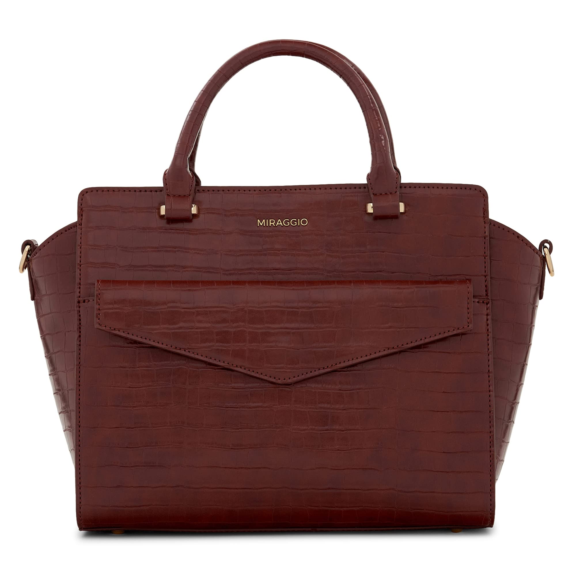 Miraggio Womens Harper Croc-Textured Top Handle Handbag With Detachable Sling Strap (Wine) (B0BTTHP817) Amazon Price History, Amazon Price Tracker