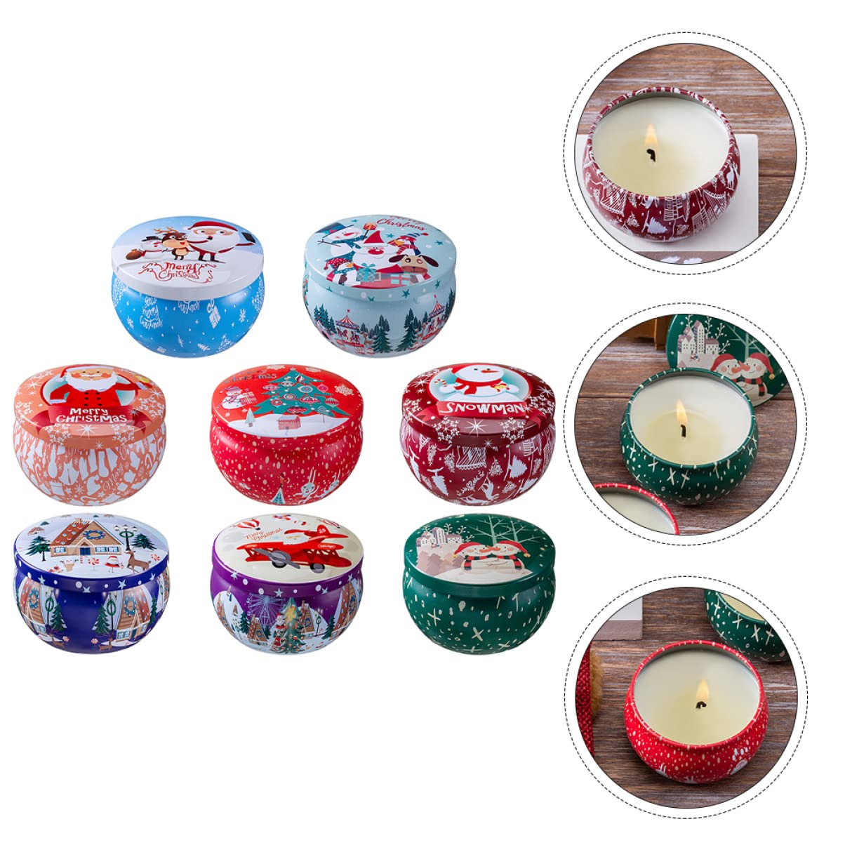 VILLCASE Kit de 8 Velas Aromáticas Navideñas Ecológicas, sin Humo, Obsequio Adecuado para Ambientación Navideña