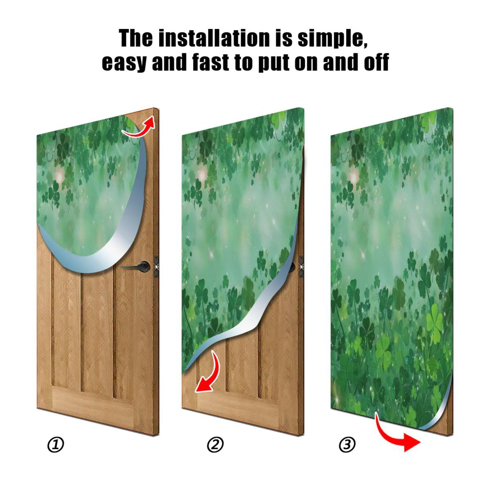 FLildon Shamrock Clover Leaves St Patrick's Day Door Cover Decoration, Party Accessory Porch Decor for Festive Ornament Room Door Covers 36 x 98 Inch