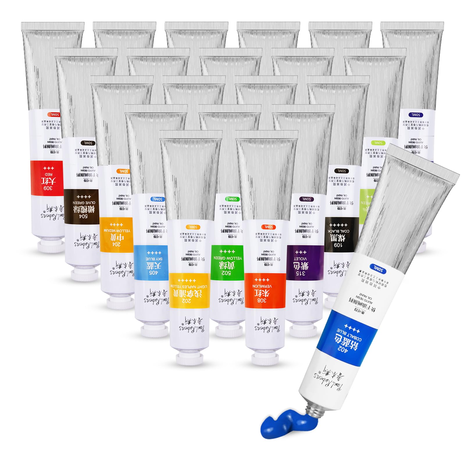 Oil Paint, 20 Bright Oil Colors with High Saturation, 50ml Large Capacity Tubes, Faster Drying Time with Creamy Texture and Consistency for Artists, Students, Beginners