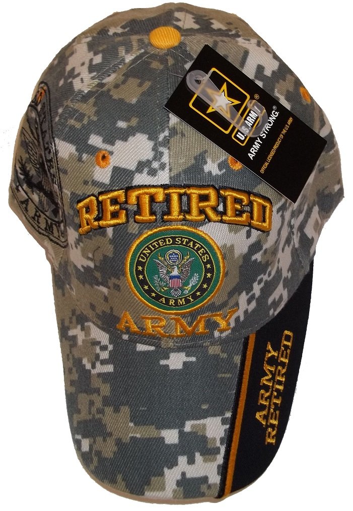 U.S. ArmyRetired Army Camo w/Seal Embroidered Baseball Cap Hat USA US Military Licensed