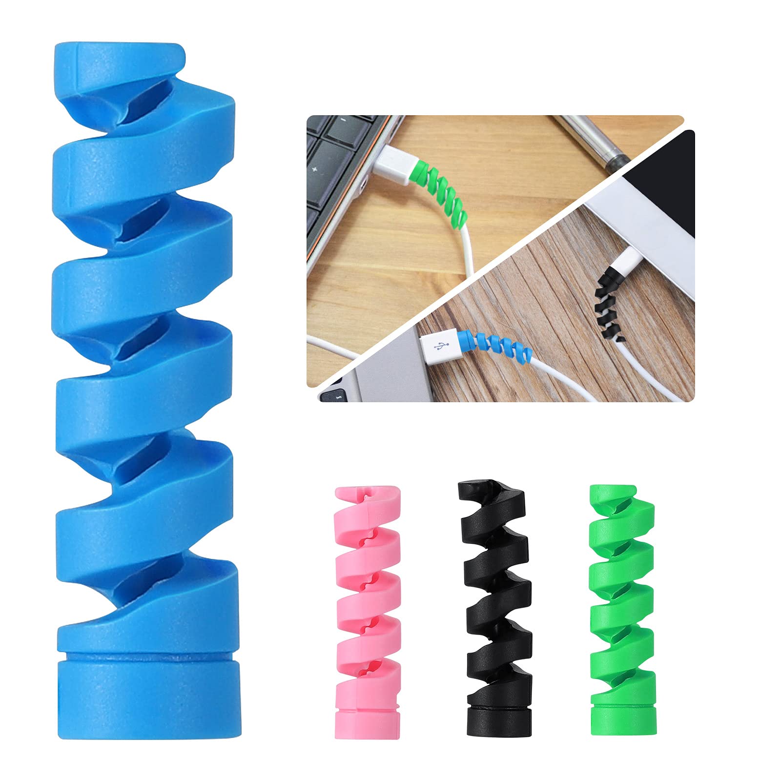 Housses De Protection Câble Silicone - Lot De 24 - Noir/blanc/gris - Anti-emmêlement Spirale