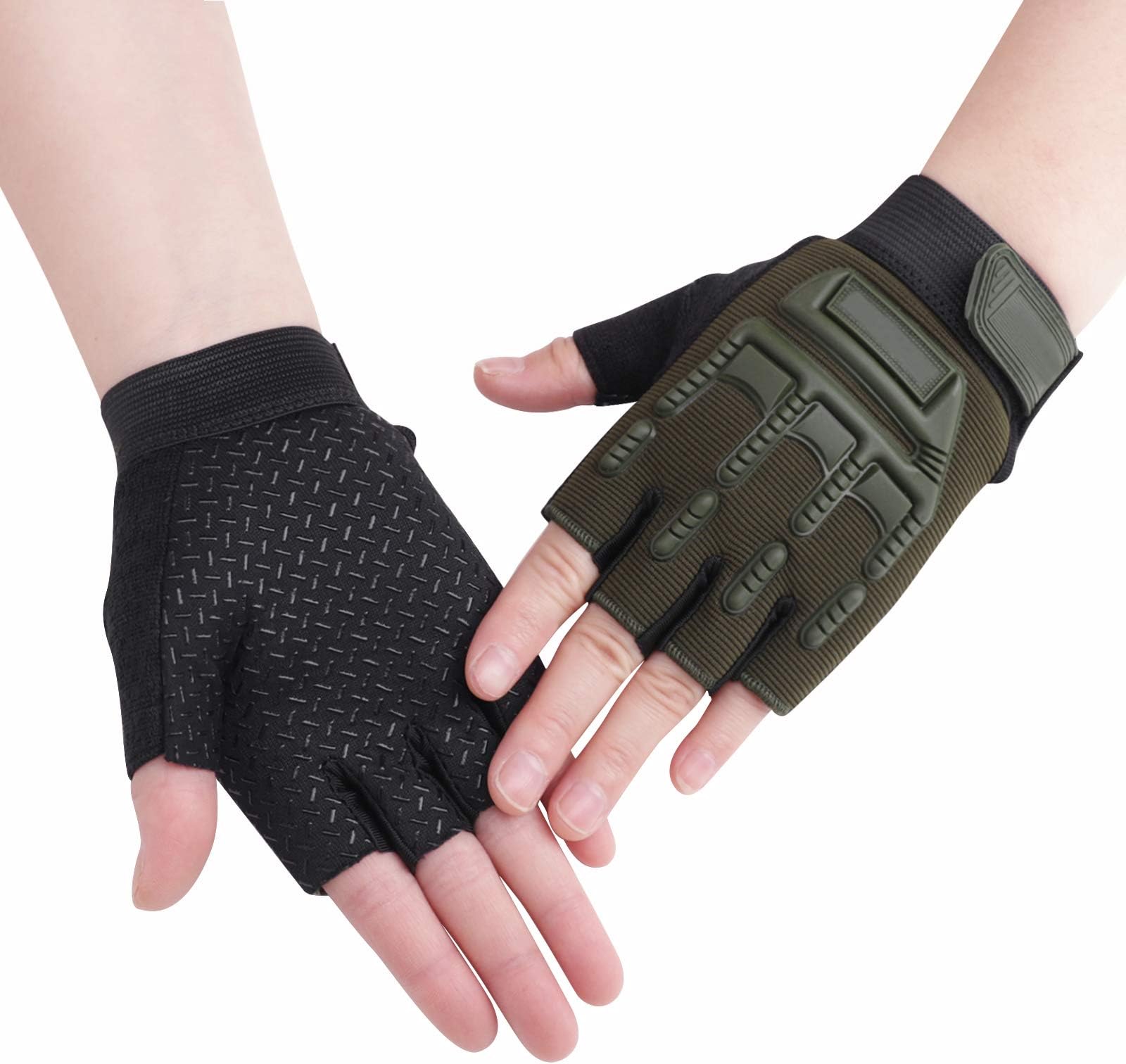 Kids Half Finger Cycling Gloves - Breathable Non Slip Bike Riding Gloves with UV Protection for Boys & Girls Aged 6-10