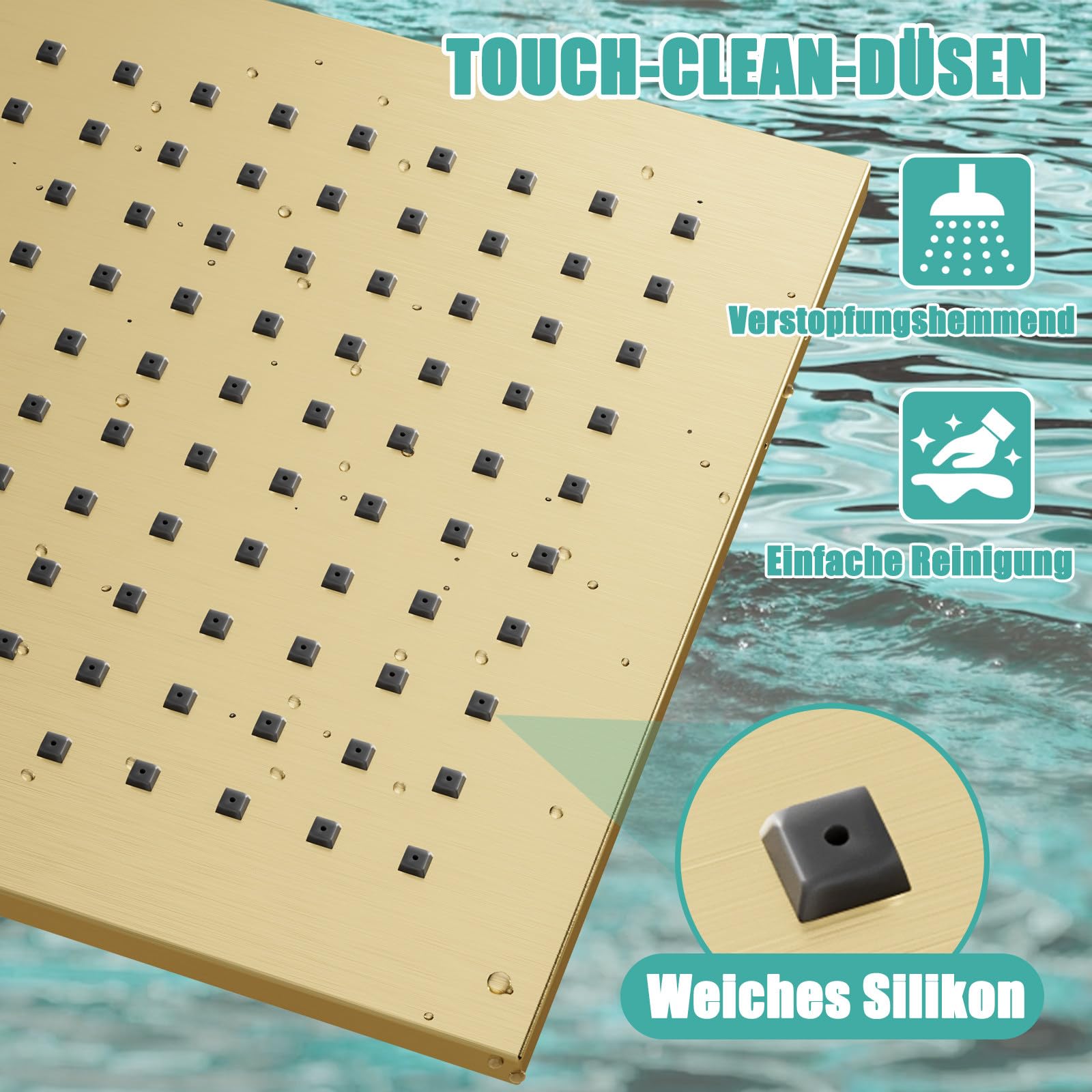 Rociador Ducha Efecto Lluvia con Filtro Antical Alcachofa de Ducha Grande de Acero Inoxidable, 360° Giro, Conexión G1/2 - Diseño Moderno para Baño, Piscinas