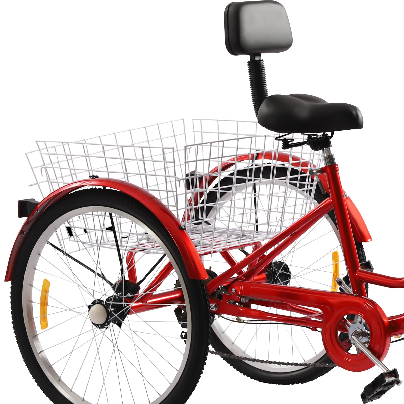 Tricycle 24 pouces pour adultes, vélo pliable à 7 vitesses, vélo à 3 roues, capacité de charge 140 kg, avec lumière LED et porte-gobelet à eau