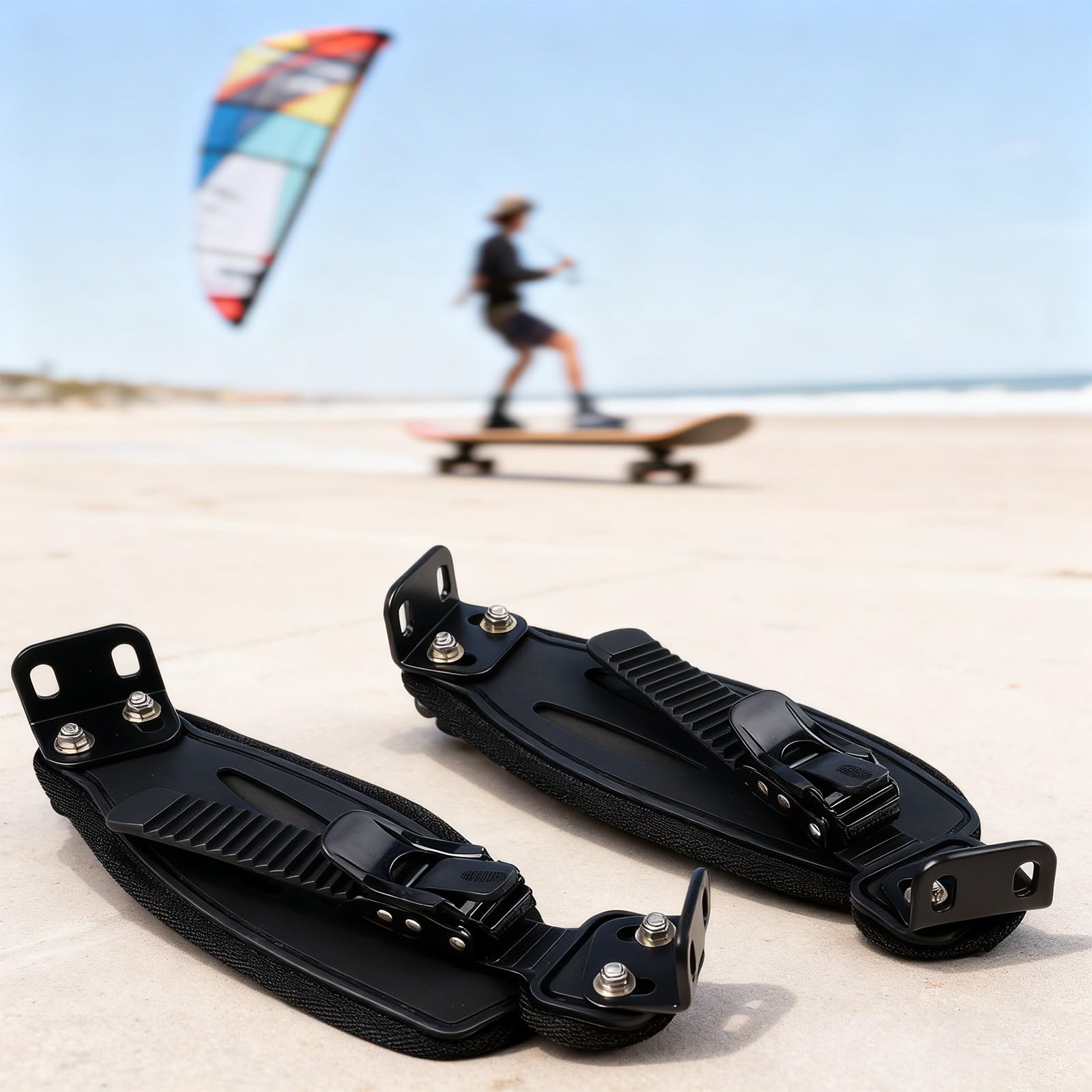 FUBESK Support de pied en alliage d'aluminium pour skateboard tout-terrain avec sangle en nylon pour une stabilité et une sécurité améliorées, pour longboard tout-terrain, noir