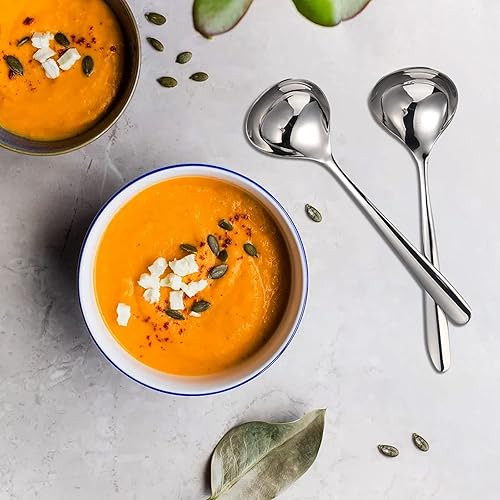 Miniatura 8 de Cucharas de sopa de acero inoxidable para ramen, juego de 4 cucharas de sopa asiáticas pulidas con espejo (mango largo)