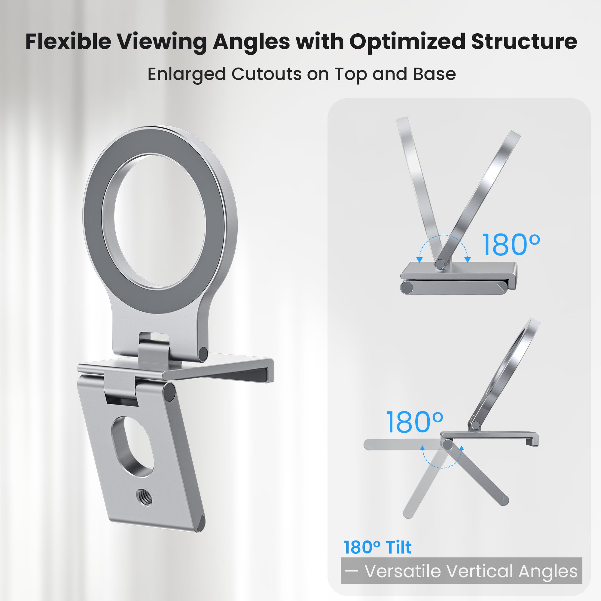 Itramax Support Caméra de Continuité,Support Magnétique à Angle Réglable pour Téléphone Portable et Webcam pour iPhone 17 16 15 13 14,Mag-Safe Case,iMac&MacBook macOS 13 Ventura,FaceTime,Standard-Gris