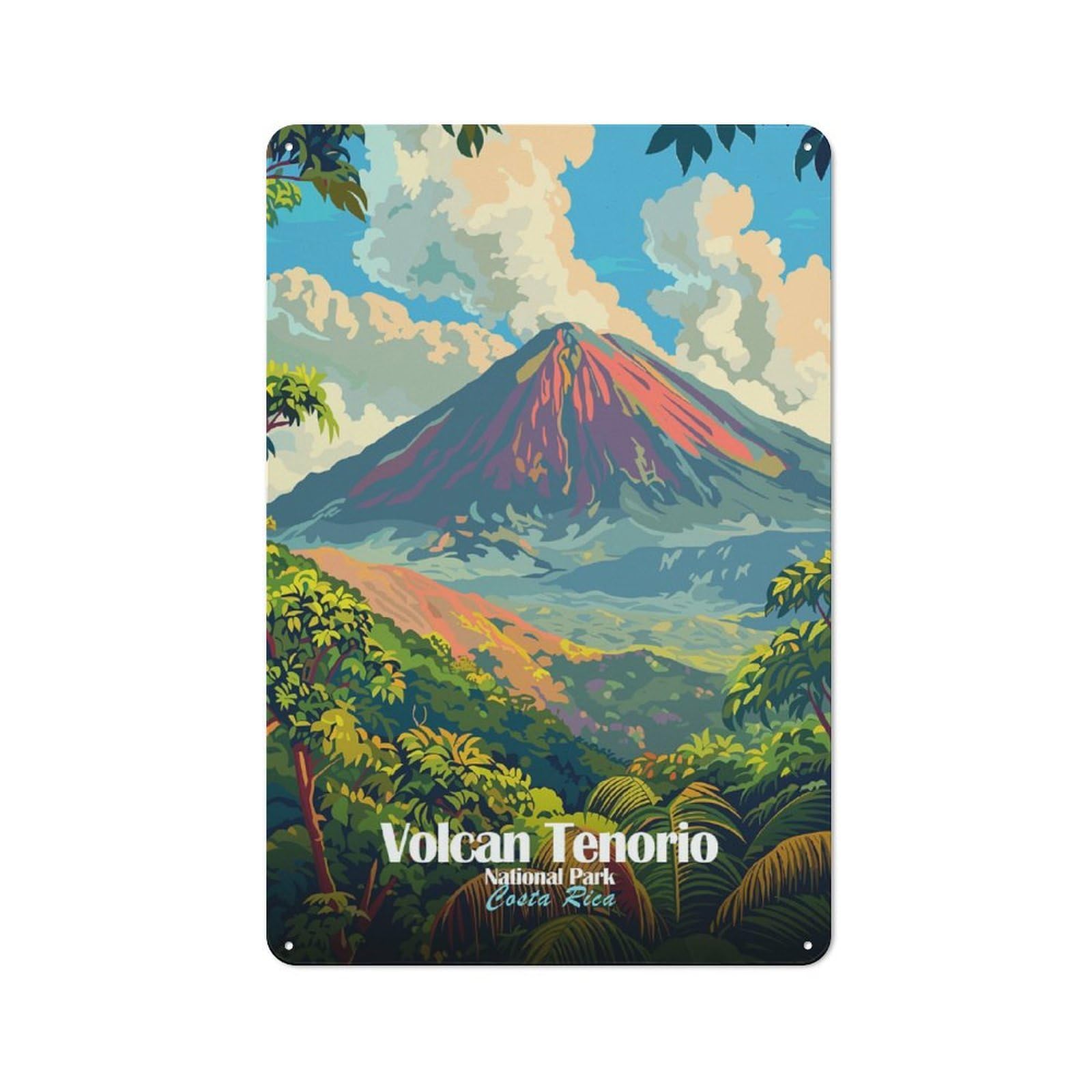Junmoney Style-21 Volcan Tenorio National Park Rustic Metal Sign 30X20cm For Dining Room Or Kitchen, Metal Sign Decor For Kitchens And Dining Spaces