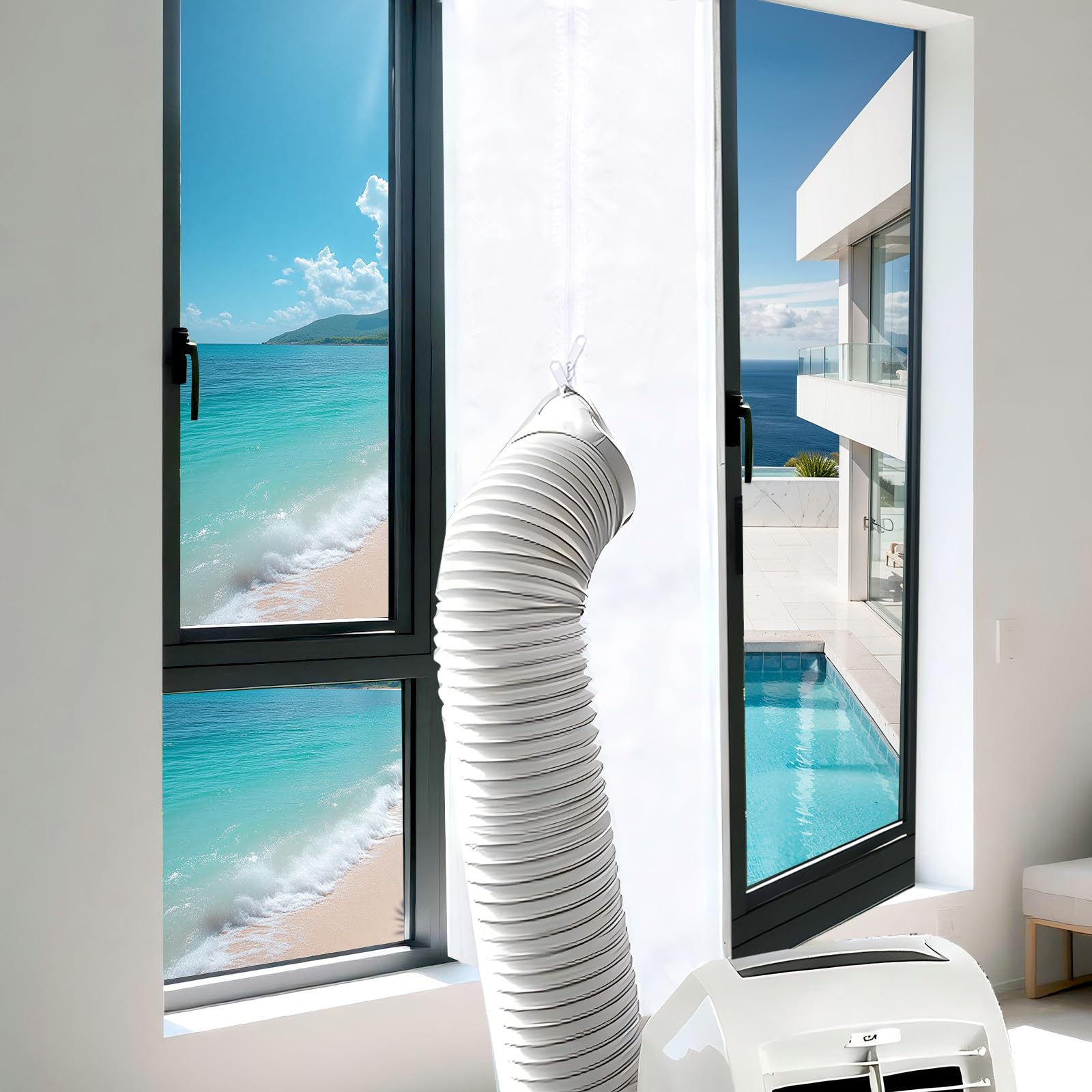 Climatizzatore per finestre, 400 cm (157"), guarnizione per finestre per climatizzatori mobili, climatizzatore mobile con tubo di scarico per climatizzatori mobili, asciugatrice, asciugatura dell'aria