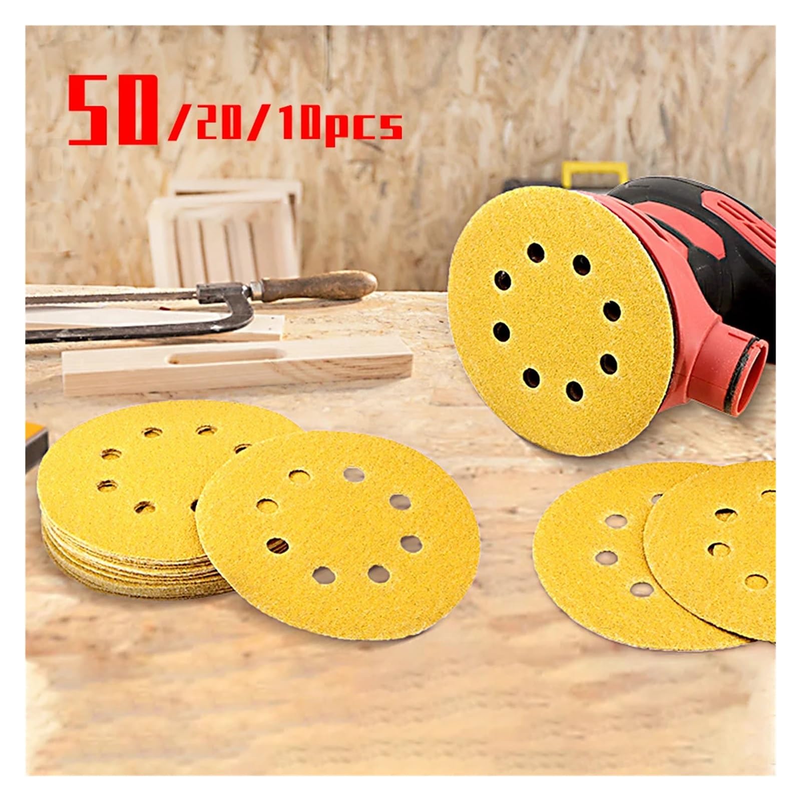 Gelbes Schleifpapier for Schleifen von Scheiben, Schleifer, Auto, Holzbearbeitung, Metall-Schleifscheibe, Schleif- und Polierwerkzeug Geeignet zum Schleifen von Wänden und Holz(20pcs,60)