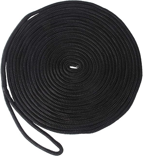 JSHANMEI Dock Lines Rope-2pack 25FT Double Braided Boat Docking Lines Mooring Lines with 12inch Eyelet Anchor Line Boat Equipment(Dia:1/2"-2pcs)