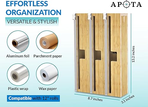 Miniatura 2 de Mercantile Ultimate - Dispensador de papel de aluminio de 3 ranuras, 37 piezas, organiza, corta y envuelve con facilidad, accesorio de cocina