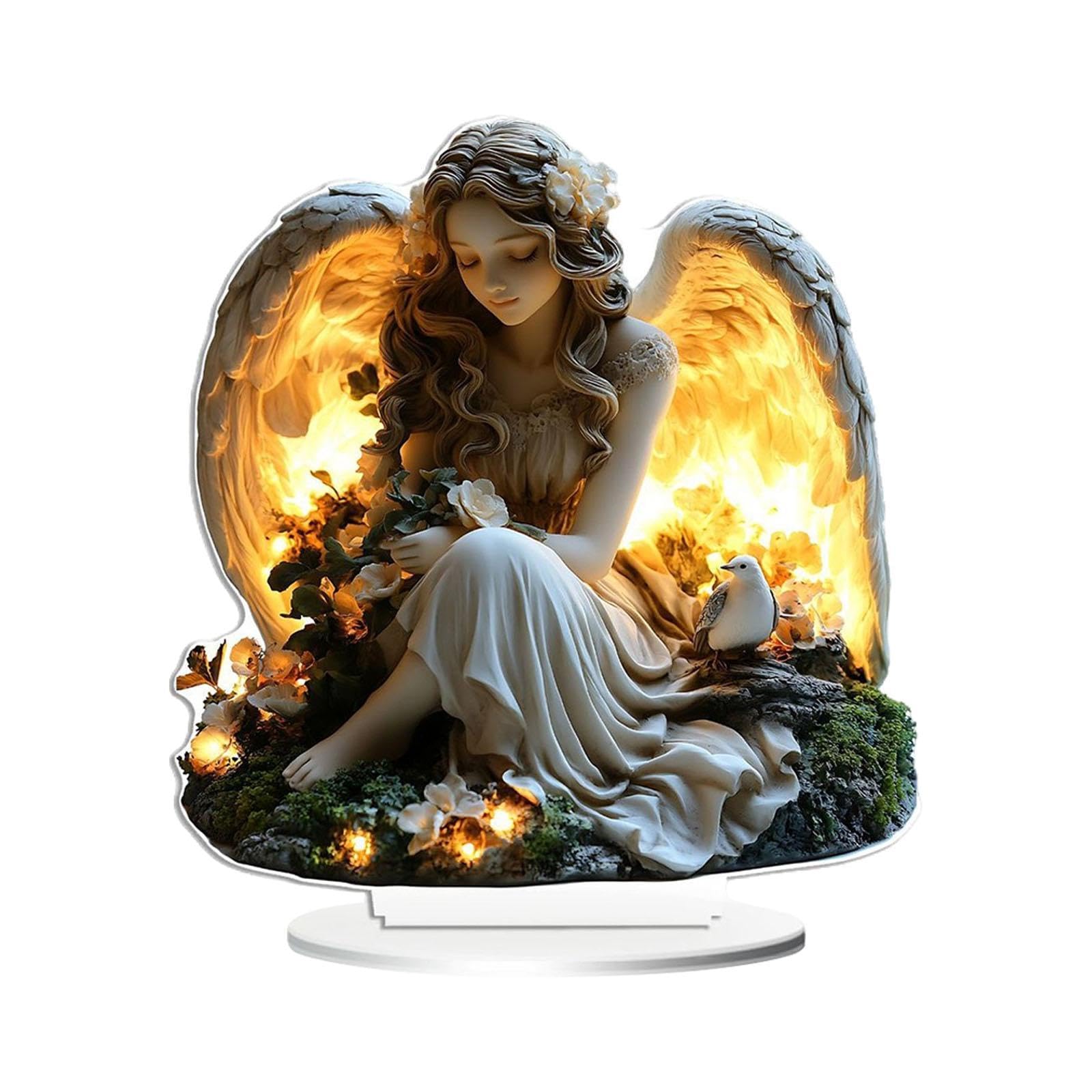 Ange Romantique Décoration de Table en Acrylique 2D de 18 x 20 Cm Style B Trad