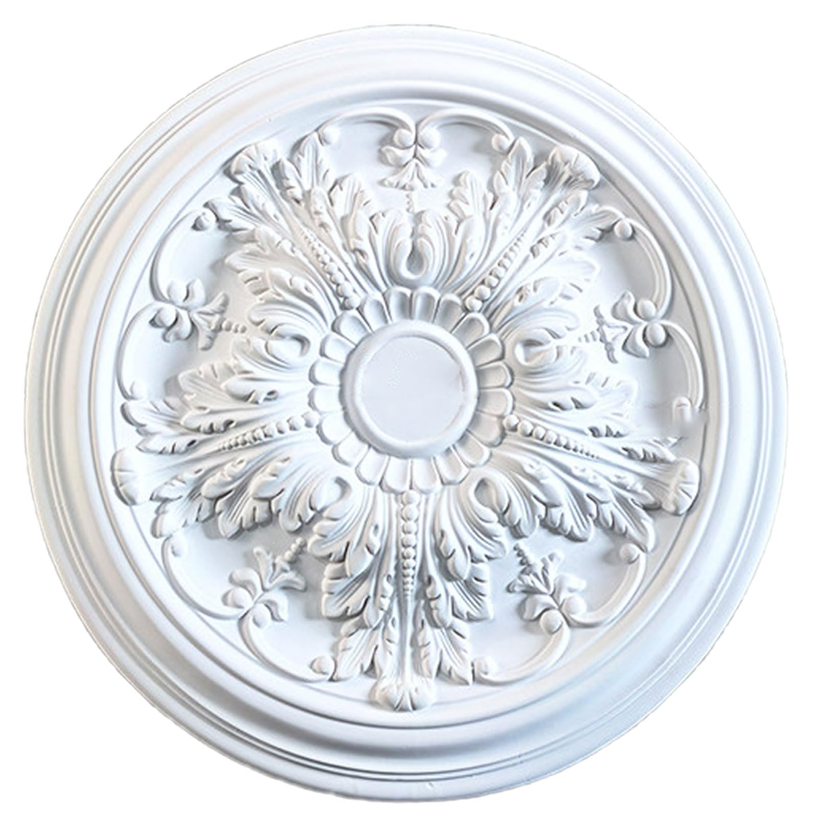Decorative White PU Chandelier Ceiling Medallion 27-66cm(White T,51cm)