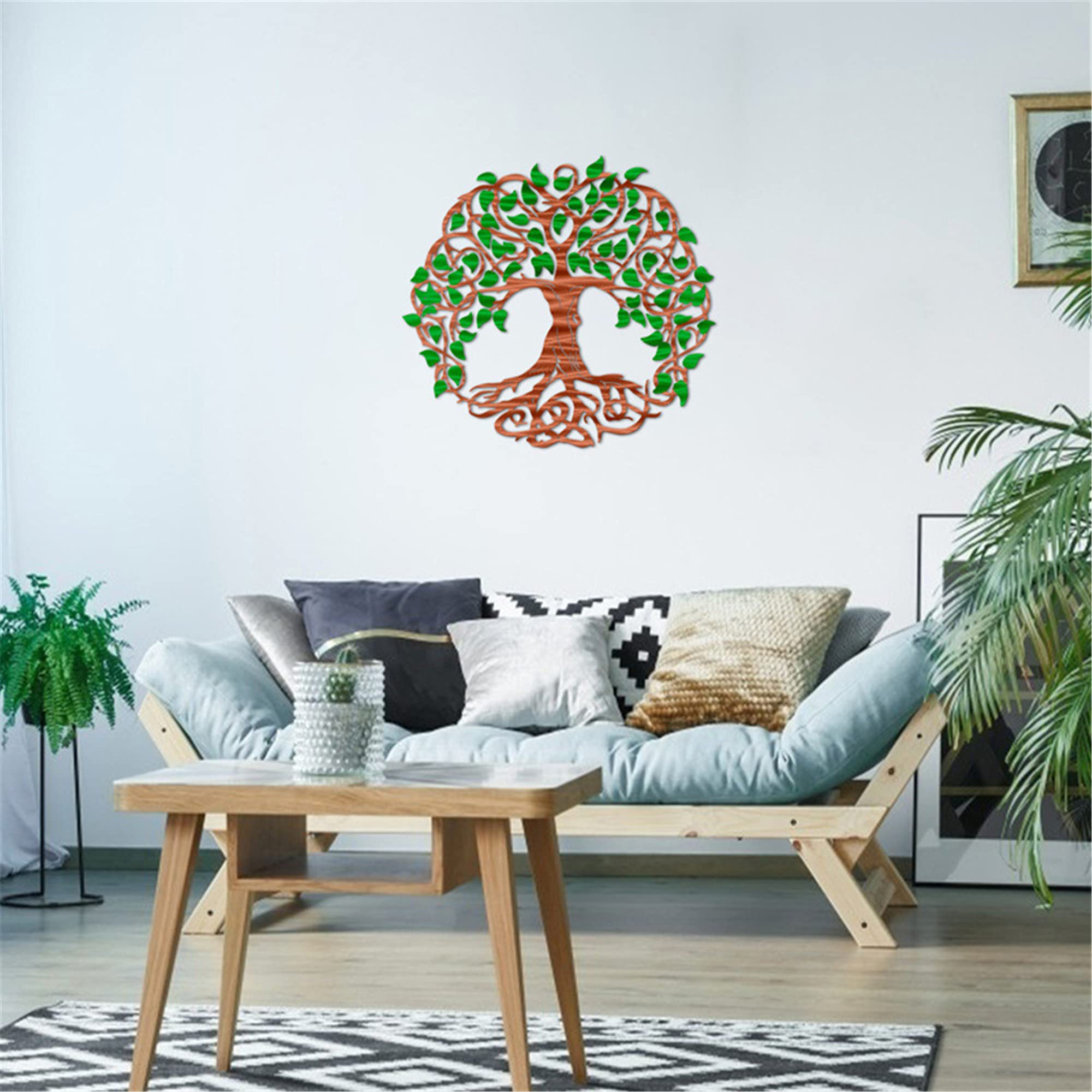 GDHKDDFL Stylish wall decorations, Contemporary Metal Tree Wall Decor, Colorful Home Decoration, Modern Hangs,Red(Green)