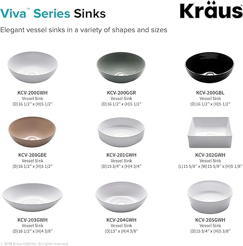 Miniatura 8 de Kraus KCV-202GWH Viva - Lavamanos para baño