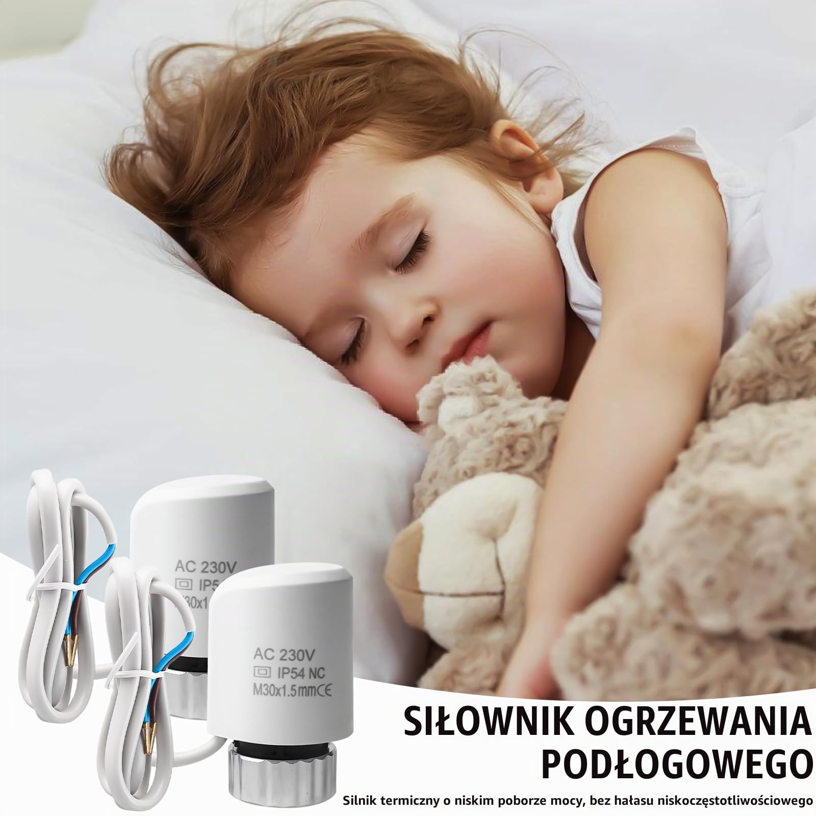 Napęd nastawczy do ogrzewania podłogowego, 4 sztuki, 230 V AC: NC M30 x 1,5 termiczny siłownik nastawczy, napęd do ogrzewania podłogowego, ogrzewanie podłogowe 230 V, do prawie każdego rozdzielacza