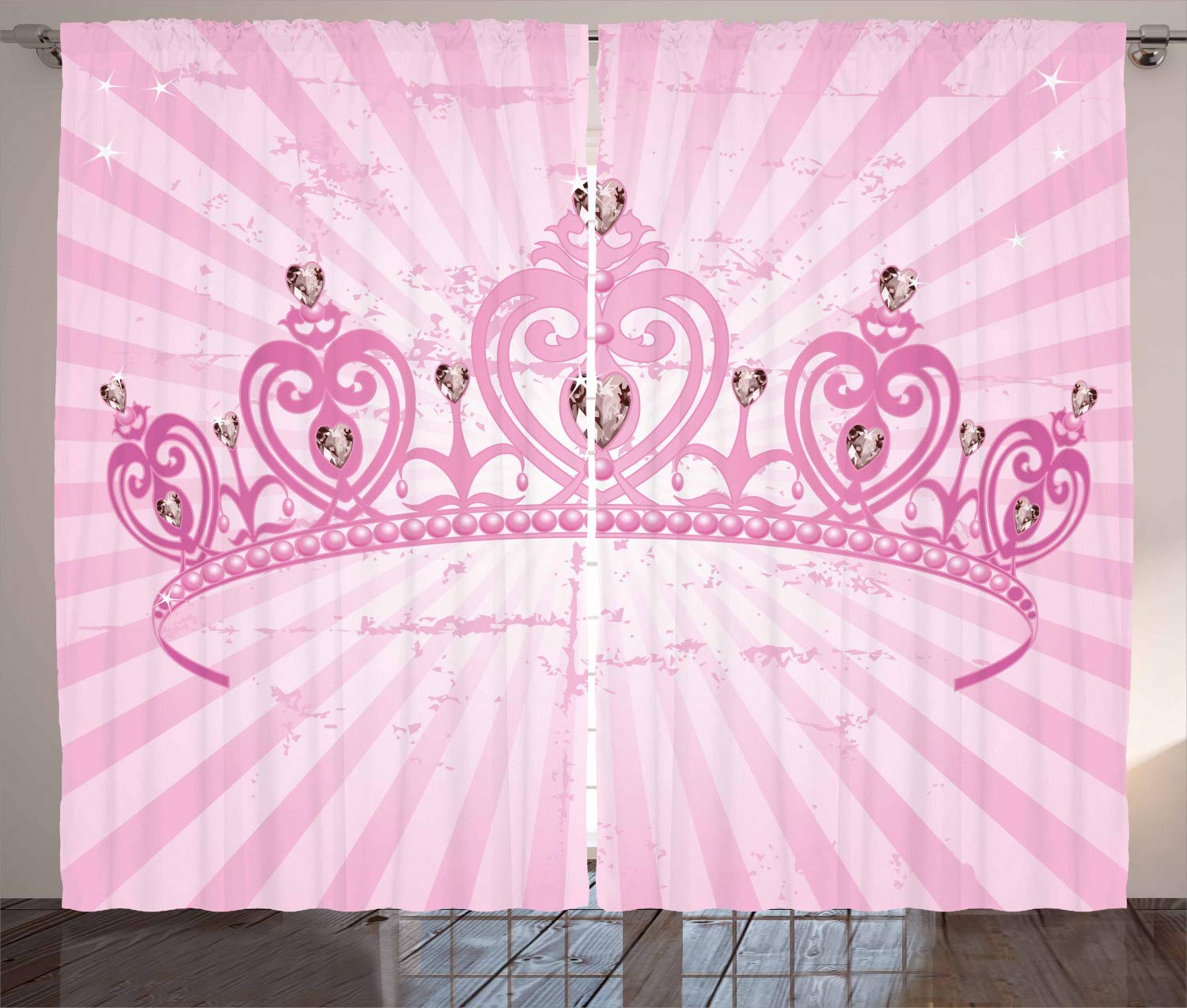ABAKUHAUS Muchachas Cortina, Princesa de Color Rosa, Sala de Estar Dormitorio Cortinas Ventana Set de Dos Paños, 280 x 260 cm, Rosa