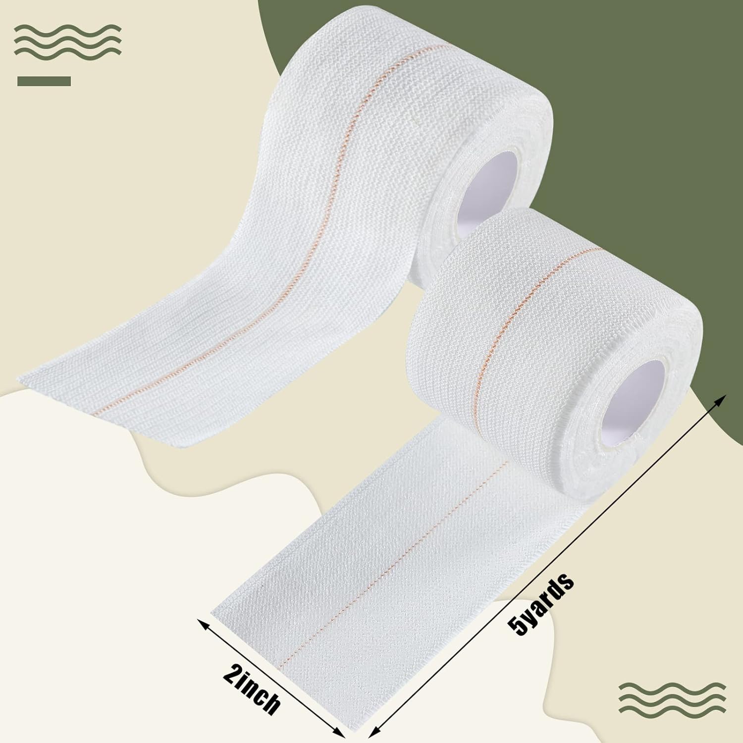 Nuanchu 2 Rolls Adhesive Elastic Tape Bandage Tape Wrap Flexible Stretch Bandages for Sports Ankle, Knee and Wrist(2 Inch Wide,White) - Image 2