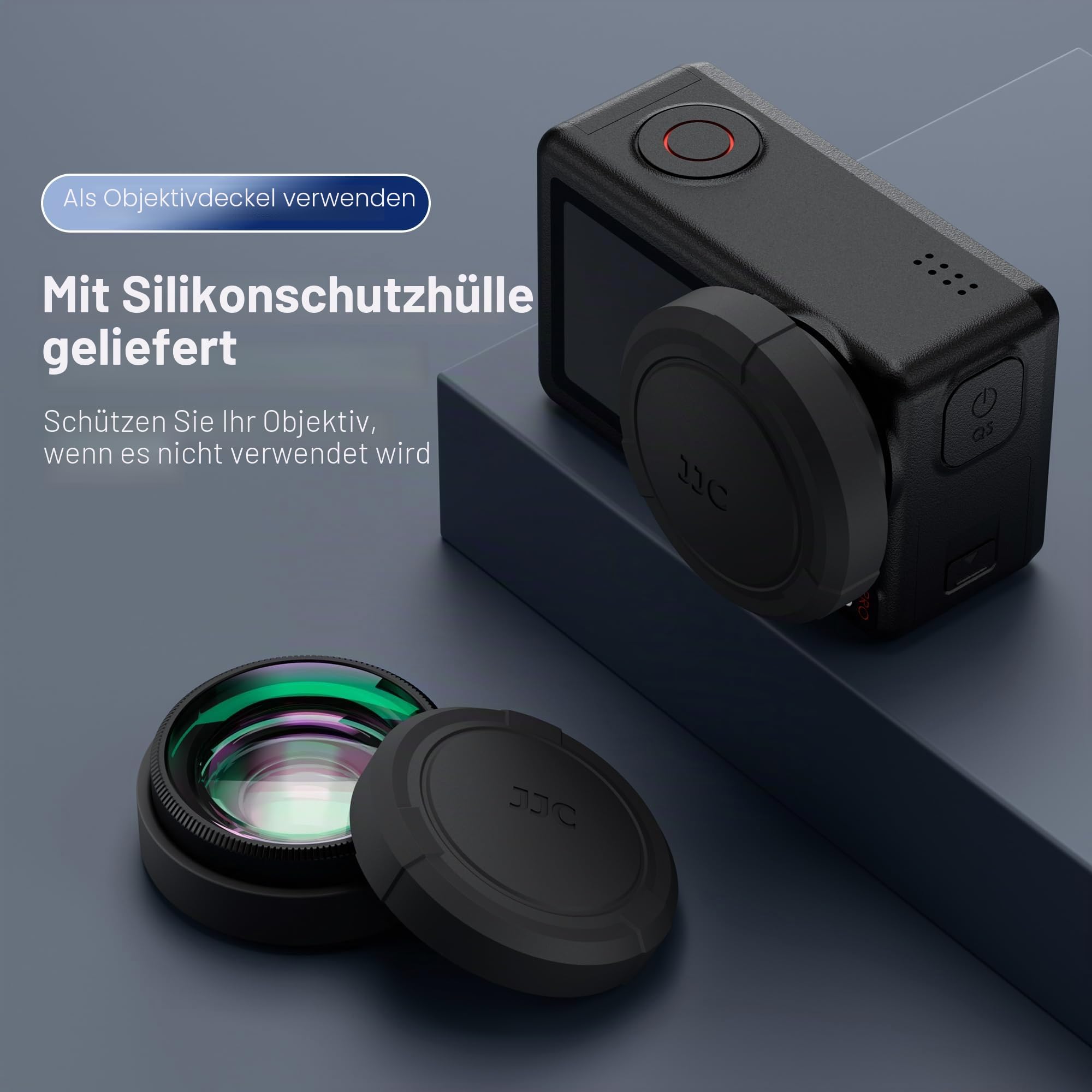 JJC Osmo Action 5 Pro 4 Weitwinkel Objektiv Set,182°FOV Weitwinkelobjektiv für DJI Osmo Action 5 Pro 4 mit Silikon Etui,0.72X Wide Angle Lens Mehrfach Vergütet Aufschraub Zubehör für Action5 Action4