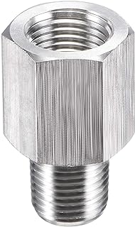 sourcing map Pipe Fitting Reducer Adapter 1/8" NPT Male x 1/8" NPT Female for Water Oil Air Pressure Gauge Temp Sensor, Stainless Steel