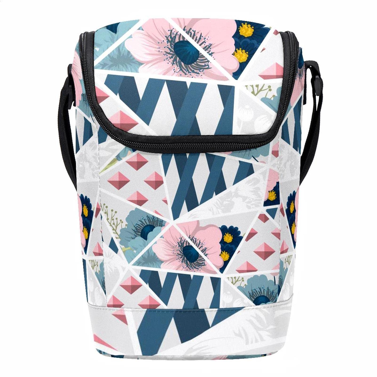 Bolsa de almuerzo con diseño geométrico floral para llevar comida al trabajo o escuela