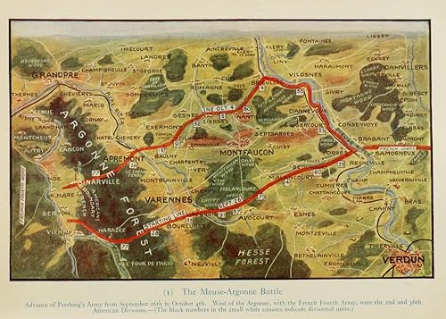 Posterazzi Póster de Mapa Pictorial de Harper Guerra Mundial 1920 Meuse-Argonne Battle (8 x 10)