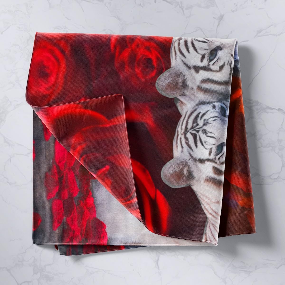 Tiger Tapestry Wall Art,Red Rose Flower Wall Hangings Art for Boys Girls,African Safari Animals Tapestries,Big Cat Wild Animal Skin Porch Hangings,Romantic Garden Floral Living Room Decor
