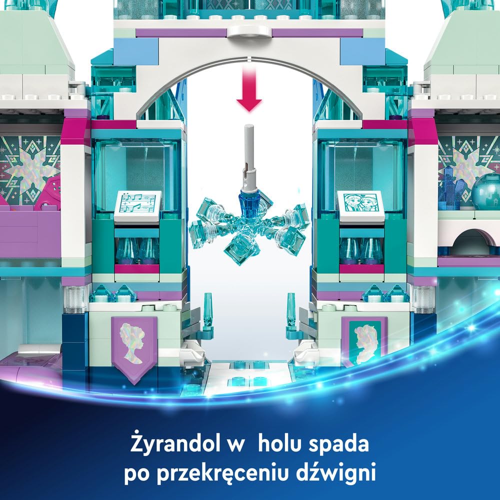 LEGO ǀ Disney Princess Kraina Lodu Lodowy pałac Elzy 43244 | Frozen, zamek i 5 postaci, zabawka dla 6-latki, prezent dla dziewczynki i chłopca, zestaw klocków dla dzieci, 630 elementów