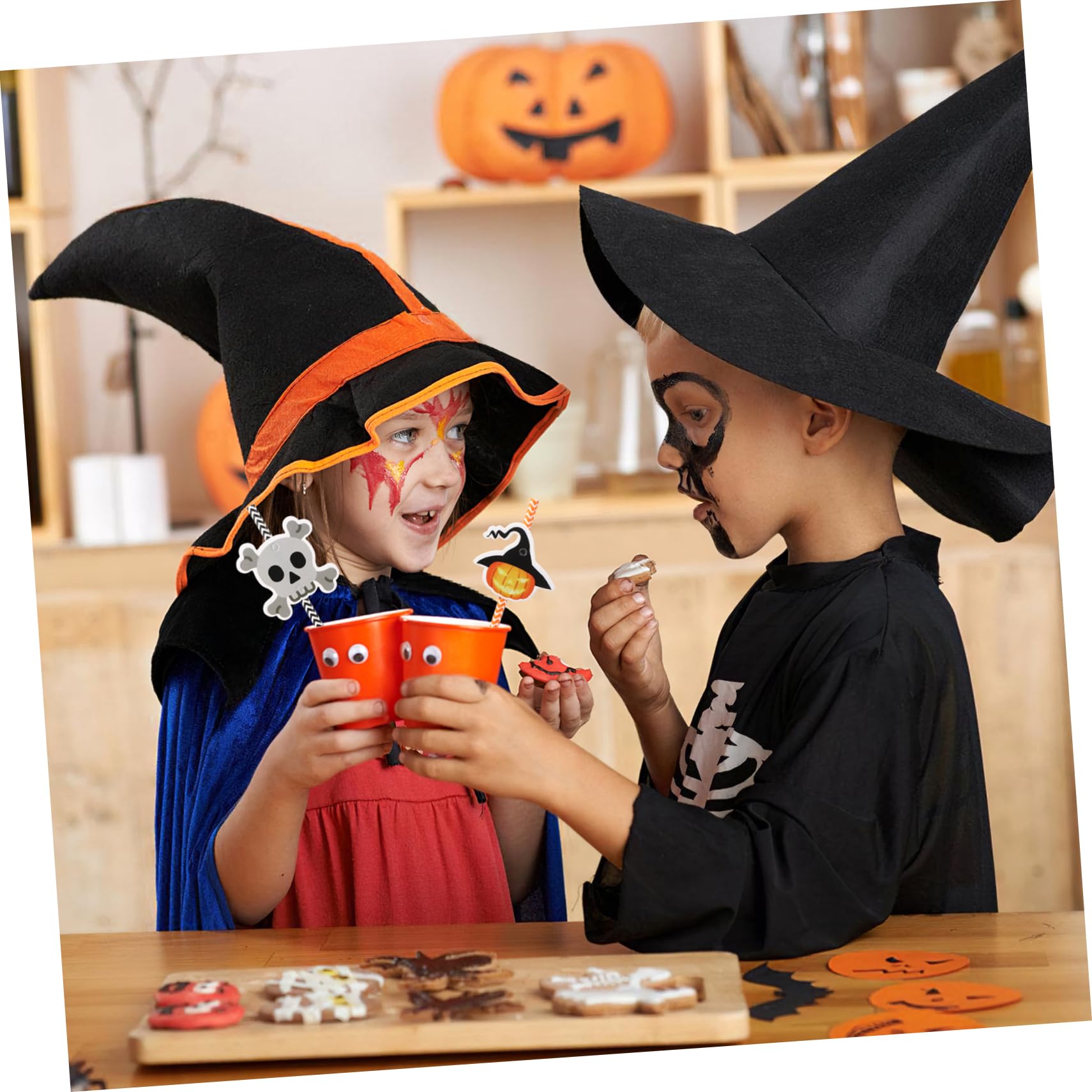 Cannucce Decorative Di Halloween Confezione Da 6 A Forma Di Zucca A Strisce Per Feste Di Halloween Cannucce Per Bevande