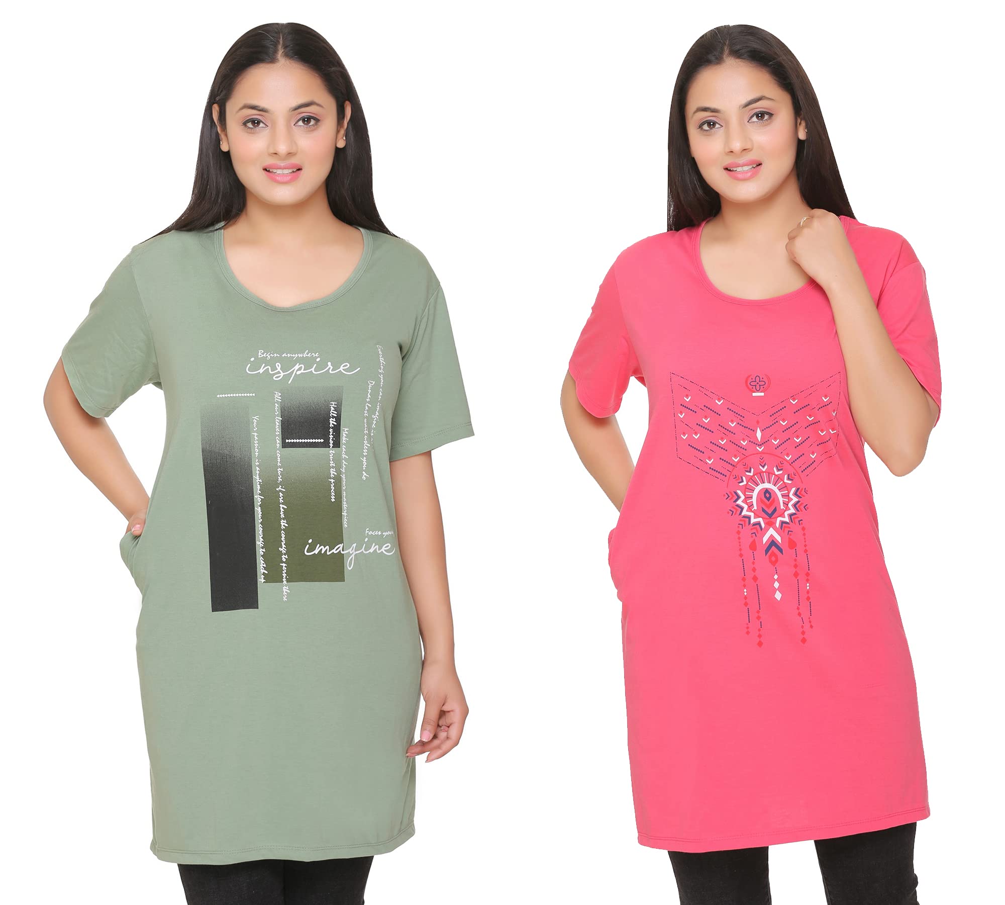 cupid Woman Plus Size Long Top n Tees,Night, Yoga, Gym Wear T-Shirt Lounge n Sleep Wear 2 Pc Pack Combo Offer_L to 7XL-picture-18