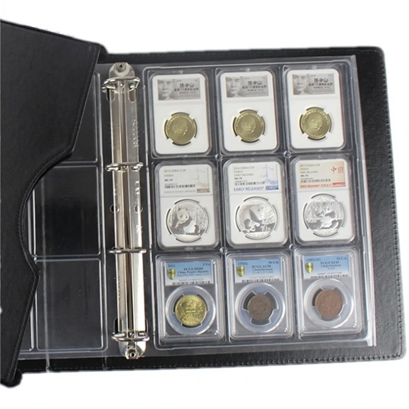Album Monedas 2Sheets Clear Plastic Certified Coin Slab Binder Album Pages