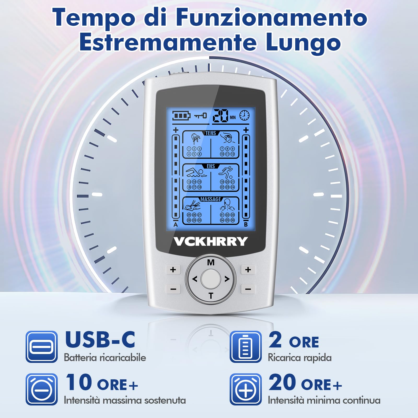 3 In 1 Elettrostimolatore Muscolare TENS EMS Massaggio per costruire muscoli Funzione massaggio, 36 Programmi 2 Canali 20 Livelli di Intensità, 10 Pezzi di Elettrodi per schiena, collo, spalle