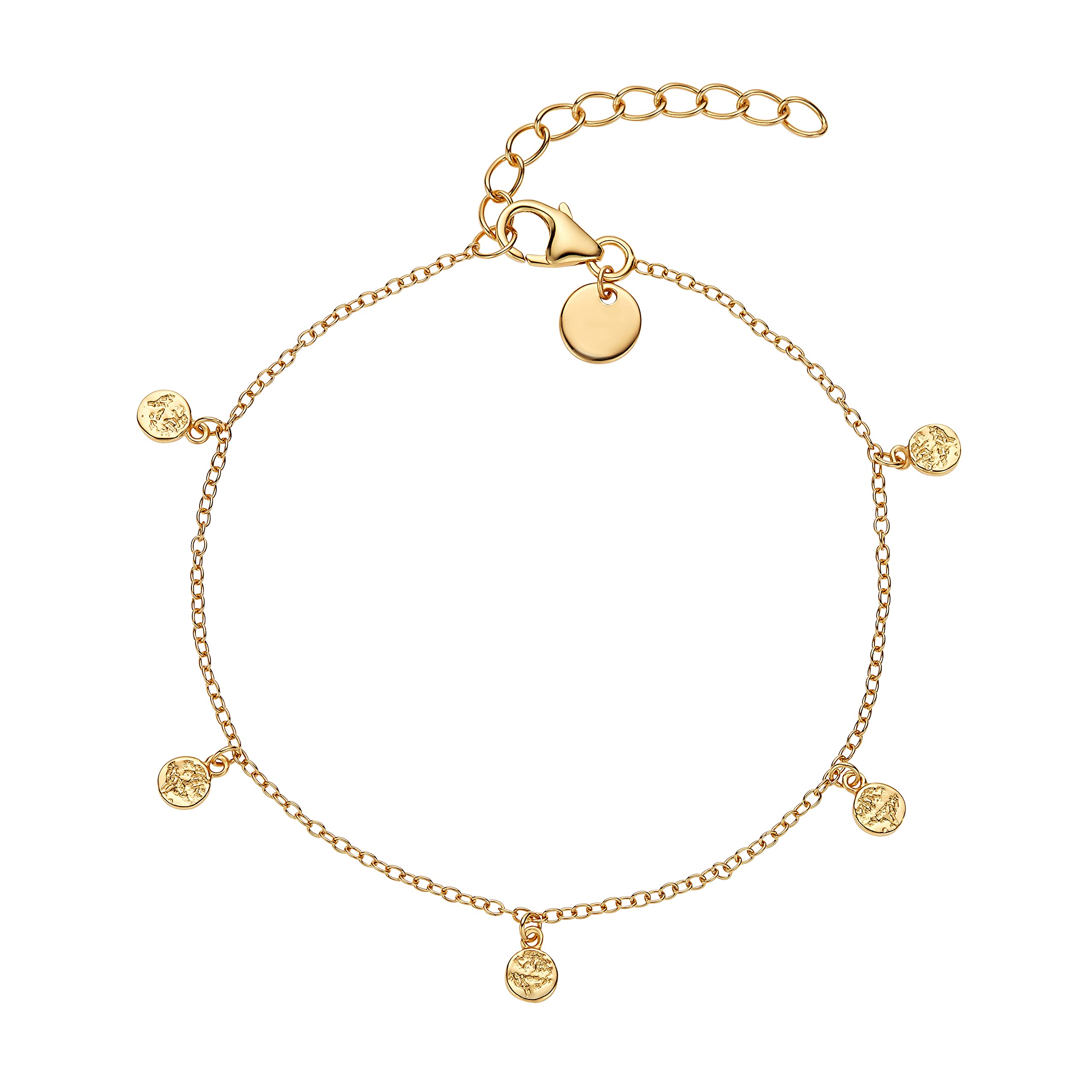 NOELANI bracelet 925 sterling silver woman bracelet, 16+3 cm, gold, coin, comes in jewelry gift box
