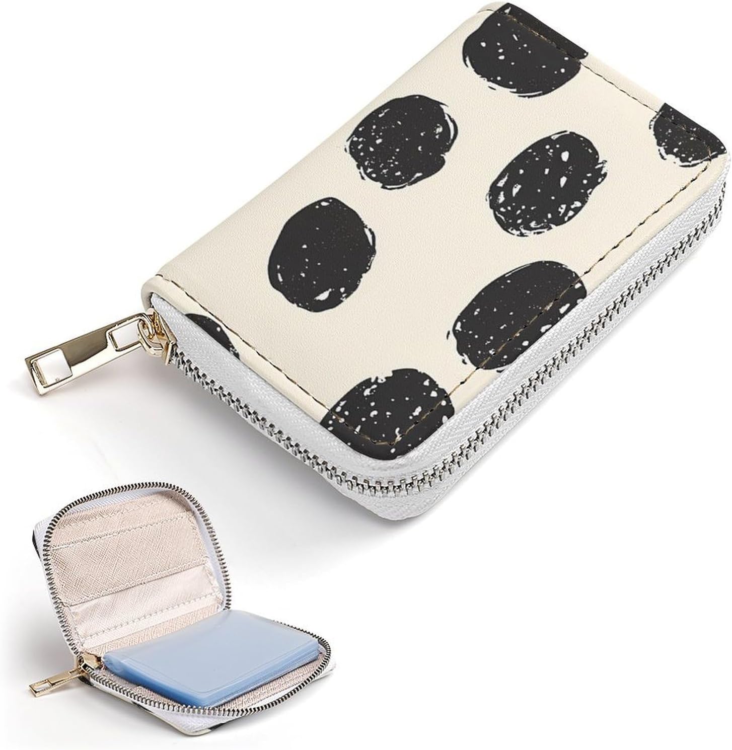 Minimalist Dots Ovals Small Business Credit Card Holder Wallet with 20 Card Slots Case Coin Purse Pouch