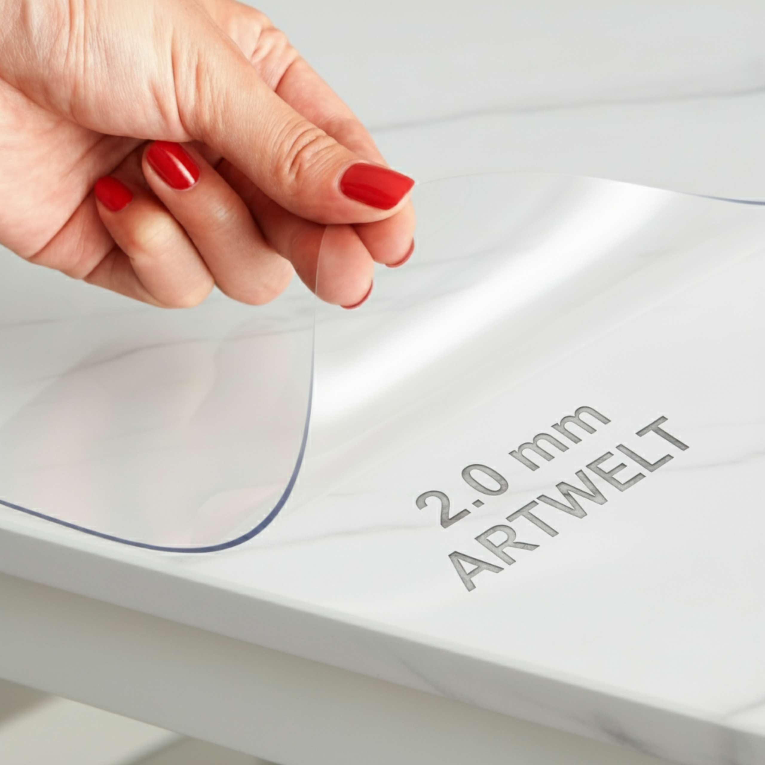 Artwelt Tischdecke Transparent Tischfolie 2.0mm Glasklar Folie Tischschutz Wasserdicht Abwaschbar Polyvinylchloride Folie Wunschmaß Fettdicht Tischschutzfolie (150cm X 90cm)