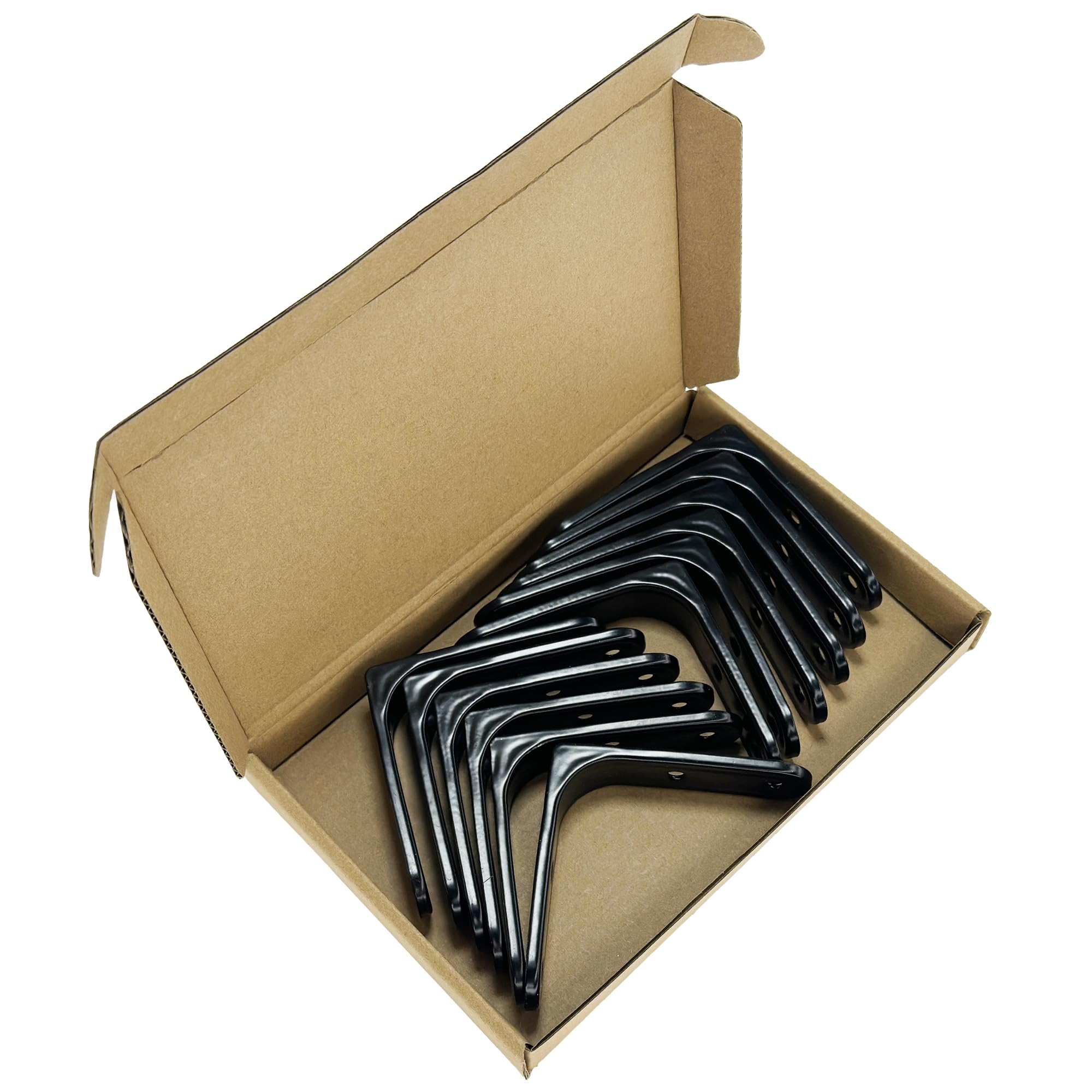 12 PCS Furniture Shelf Brackets, 90-Degree Metal L-Shaped Corner Supports (Black, 80 * 80 * 21mm), 80*80*21mm - Image 3